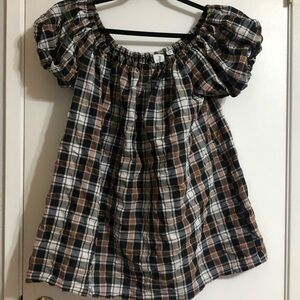 Stylish Plaid Off-Shoulder Blouse